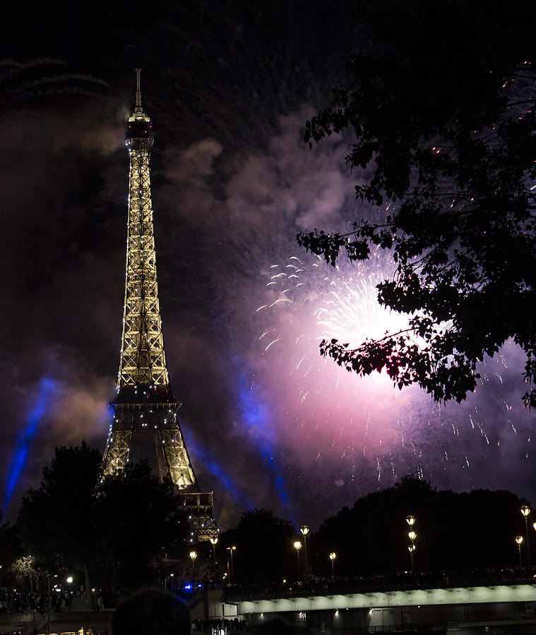 PARIS JULY Famous fireworks near Eiffel Tower during celeb Photograph