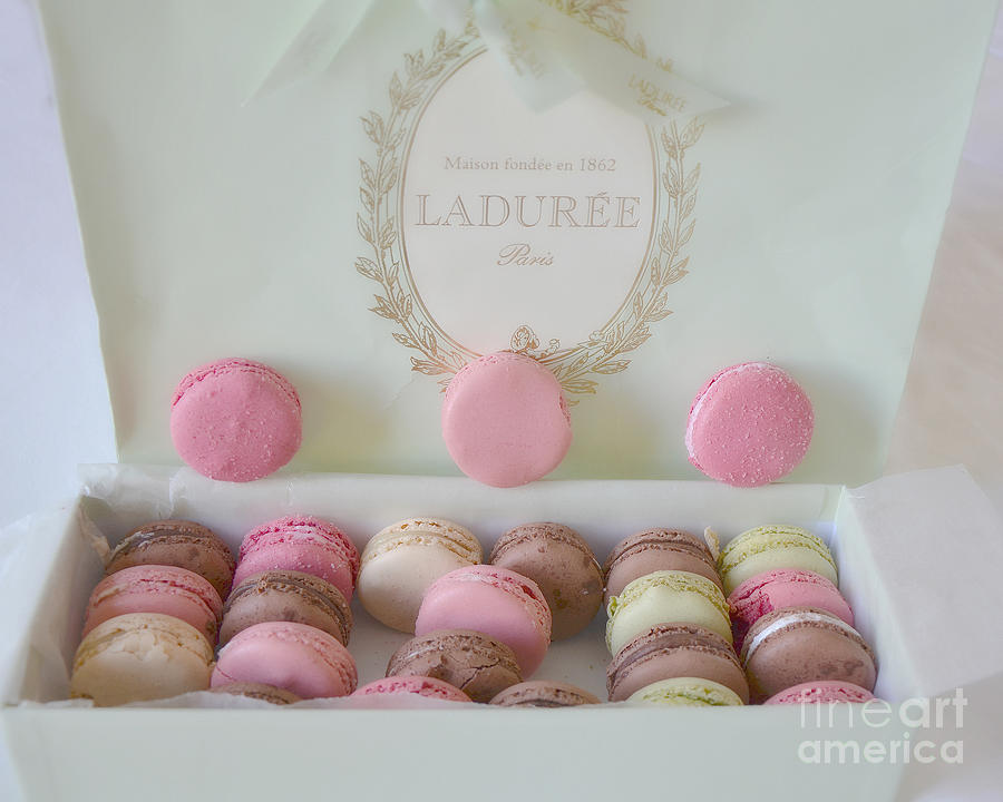 Paris Photograph - Paris Laduree Pastel Macarons - Paris Laduree Box - Paris Dreamy Pink Macarons - Laduree Macarons by Kathy Fornal