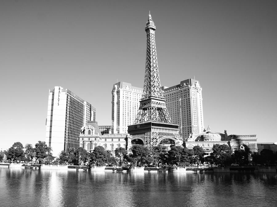 Las Vegas Photograph - Paris Las Vegas BW by Jenny Hudson