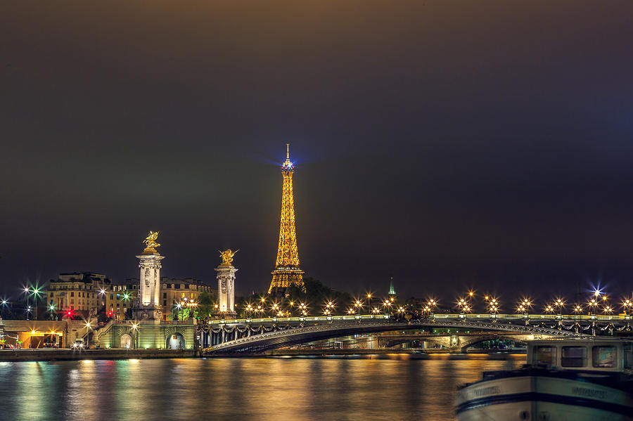 Eiffel Tower Night Photograph - Paris Lights by Wellington  Goulart