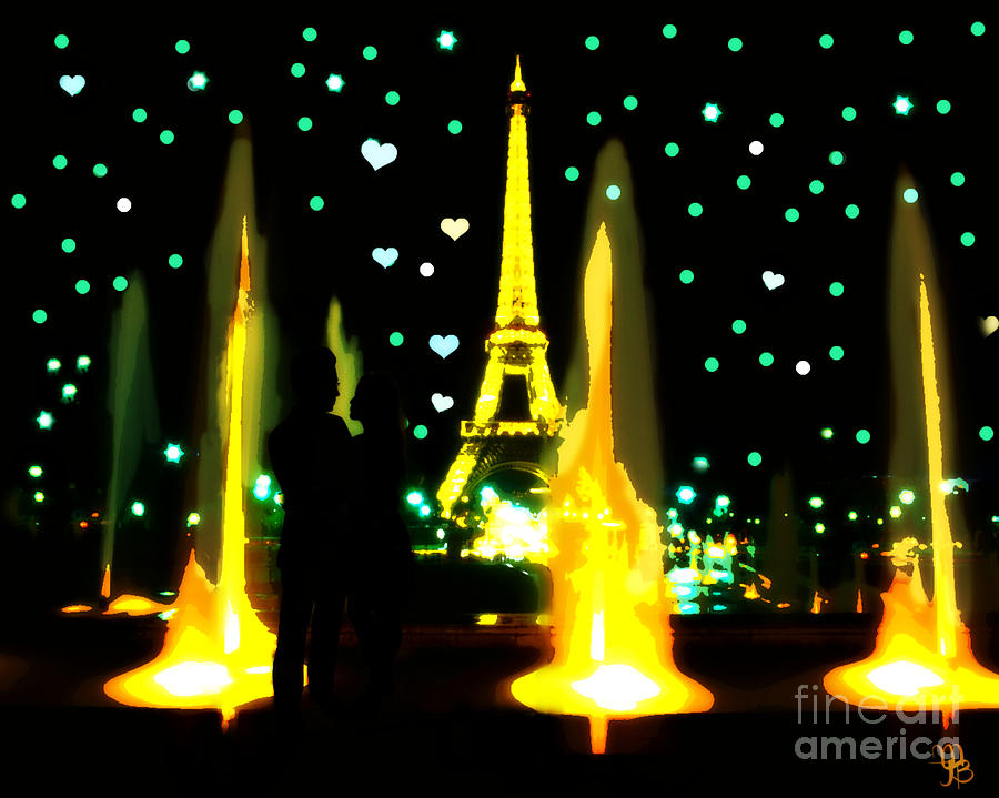 Paris love and lights  Digital Art by Mindy Bench