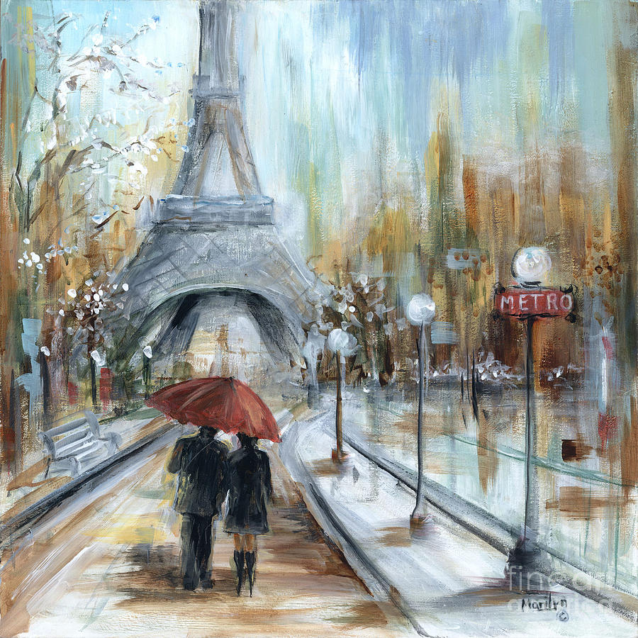 Paris Lovers I Painting by Marilyn Dunlap