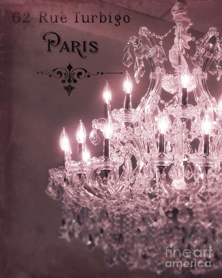 Paris Sparkling Crystal Chandelier - Paris Pink Mauve Crystal Chandelier Decor Photograph by Kathy Fornal