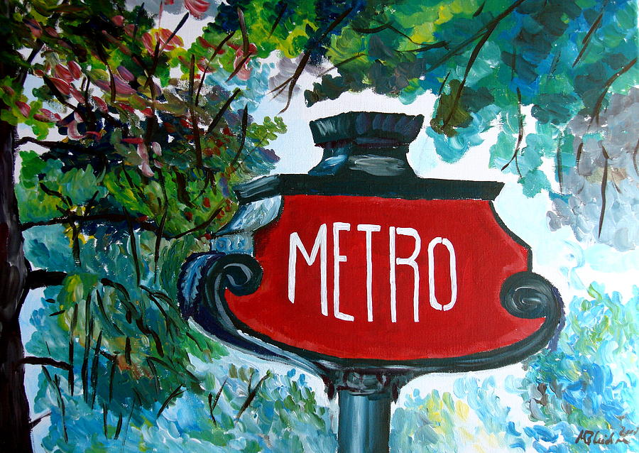 Paris Painting - Paris Metro Sign  by M Bleichner