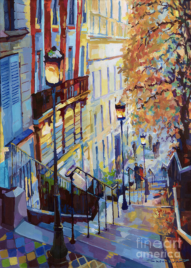 Paris Painting - Paris Monmartr Steps by Yuriy Shevchuk