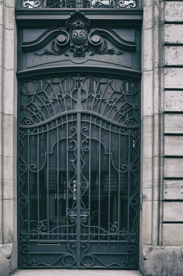 Paris Montmartre Door - Vintage Blue Photograph by Georgia Clare