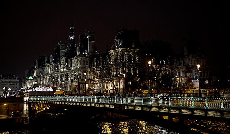 Paris Night along the Seine Photograph by Evie Carrier