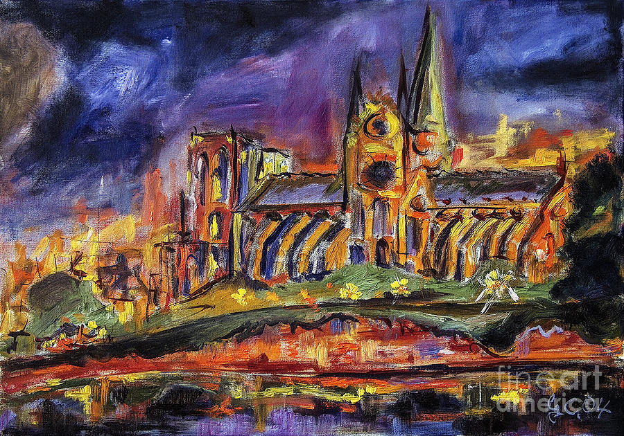 Paris Notre Dame Oil Sketch Painting by Ginette Callaway