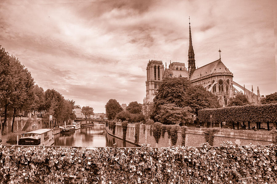 Paris Notre Dame Toned Photograph by Georgia Clare