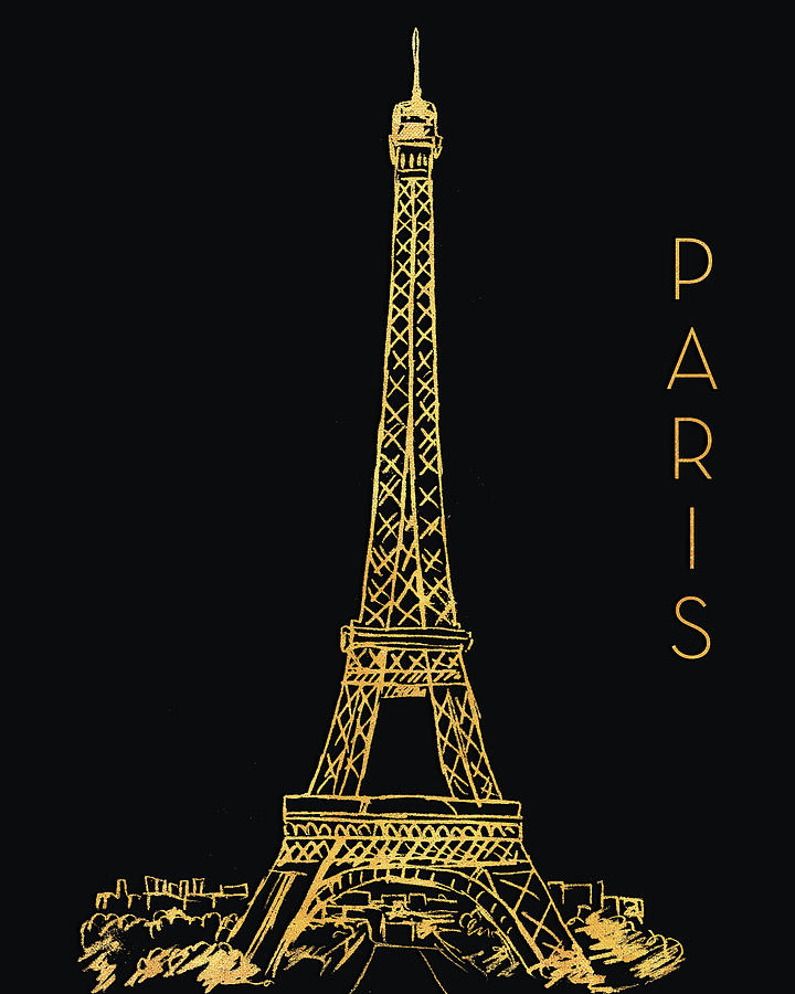 Paris Mixed Media - Paris On Black by Nicholas Biscardi