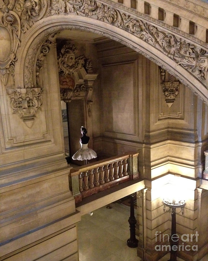 Paris Opera House Staircase Interior Architecture With Opera House Ballerina Photograph by Kathy Fornal