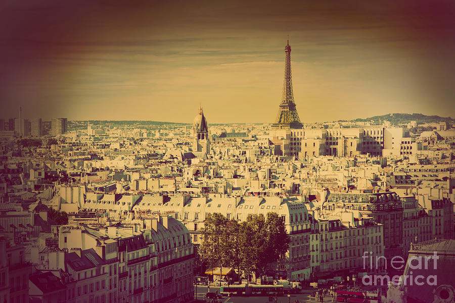 Paris panorama France retro Photograph by Michal Bednarek