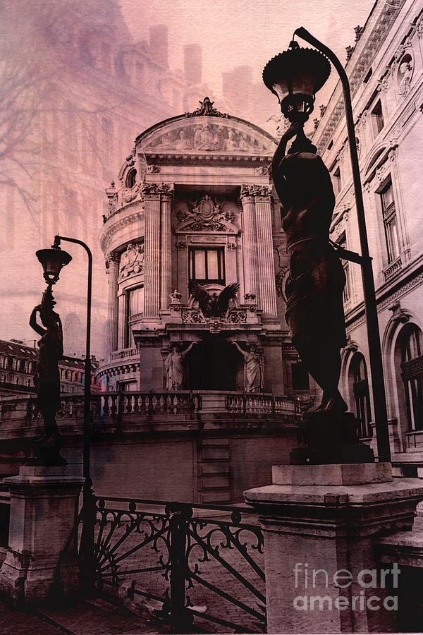 Paris Opera House Photograph - Paris Pink Opera House - Opera de Garnier Statues and Sculpture Art Deco by Kathy Fornal