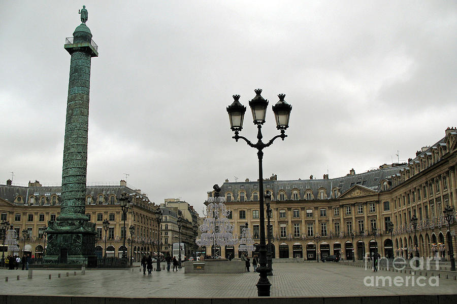 Paris Place Vendome Architecture Monuments Street Lamps and Buildings  Photograph by Kathy Fornal