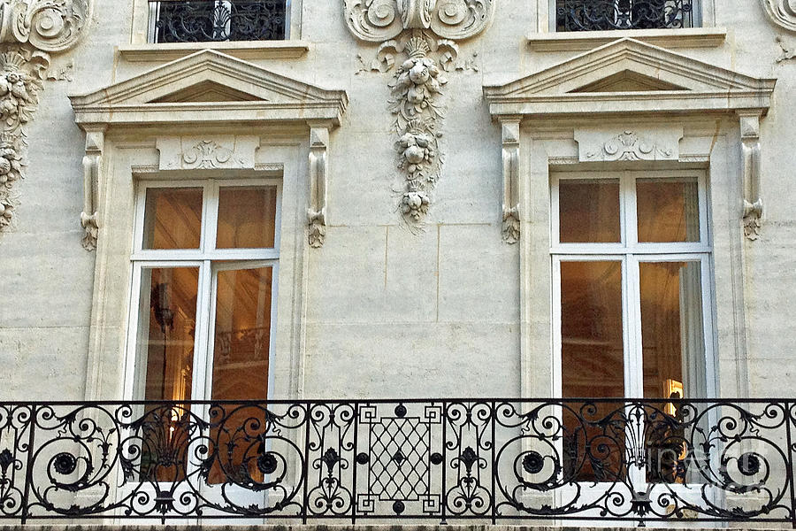 Paris Windows Balconies Baroque - Winter White Paris Windows Lace Balcony - Paris Architecture Photograph by Kathy Fornal