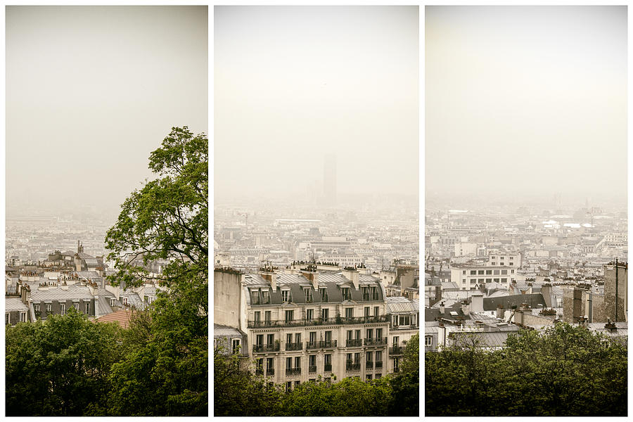 Paris Roofs Triptych Photograph by Georgia Clare