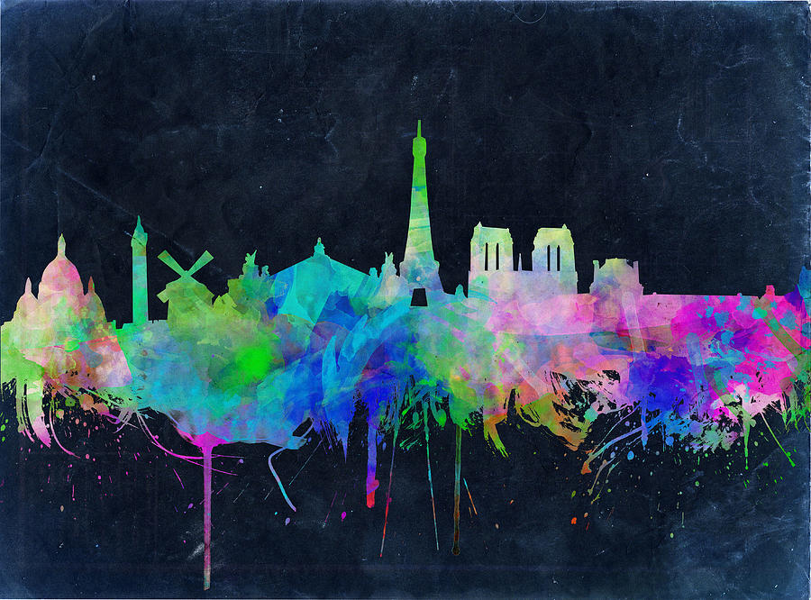 Paris Painting - Paris Skyline Watercolor 2 by Bekim M