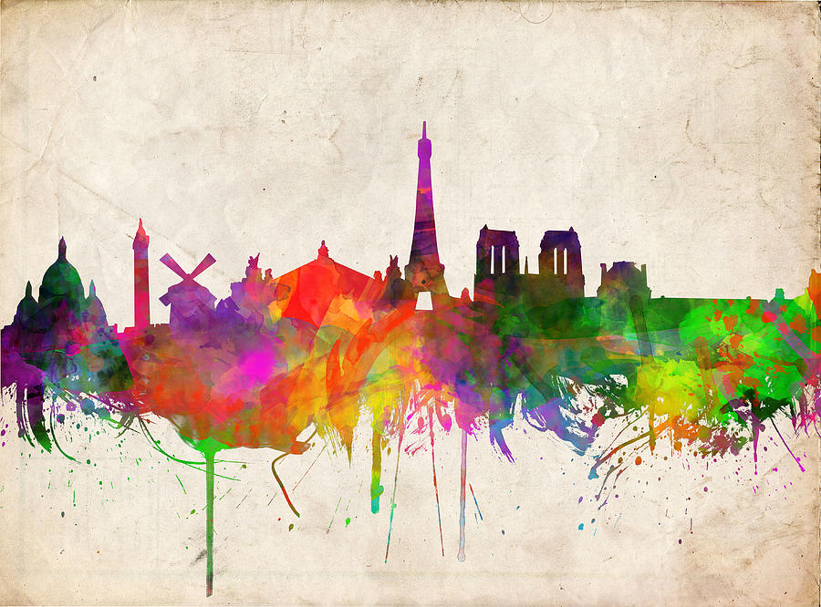 Paris Skyline Watercolor Painting
