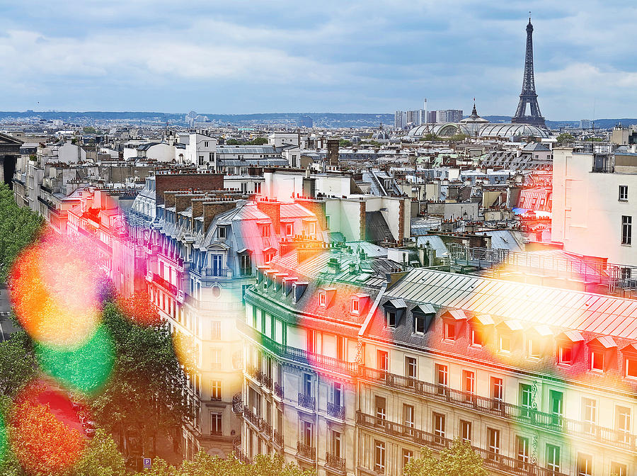 Paris Skyline with Balloon Lights Photograph by Hermes Fine Art