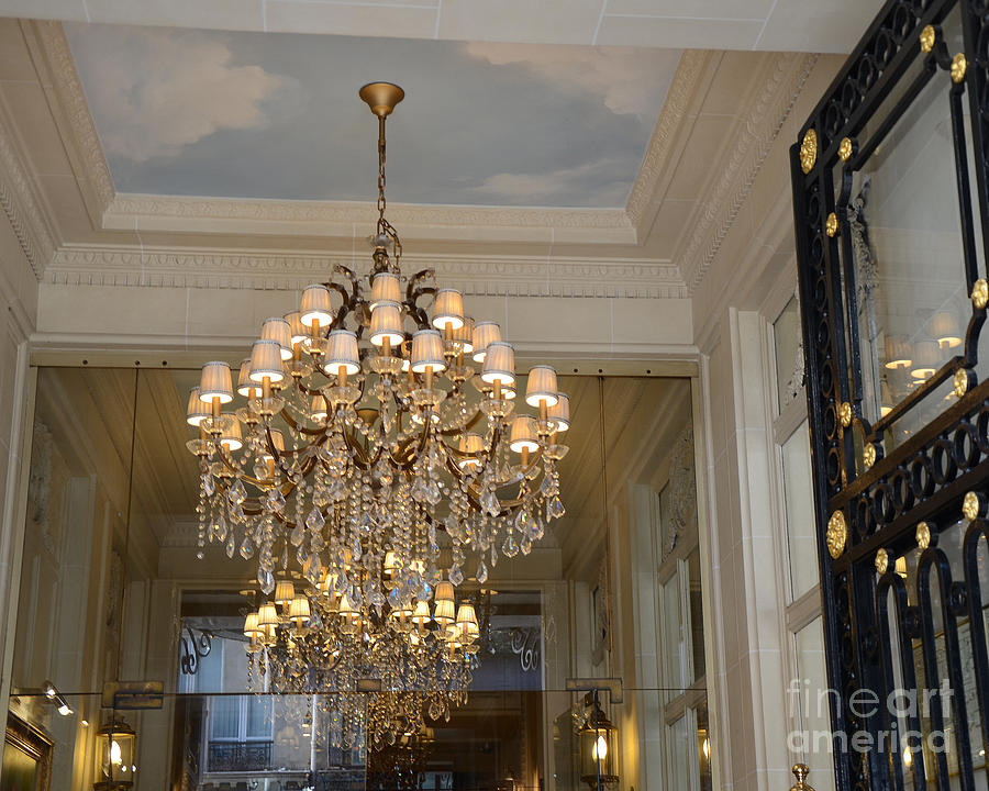 Paris Sparkling Chandeliers - Paris Crystal Chandelier Photos - Opulent Paris Chandelier Photography Photograph by Kathy Fornal