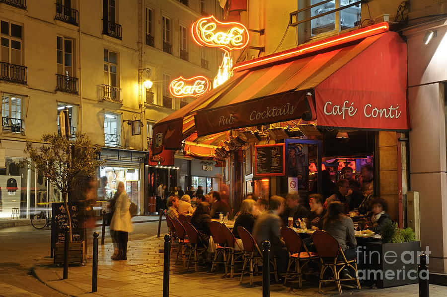 Paris Street Cafe at Night Photograph by Colin Woods - Fine Art