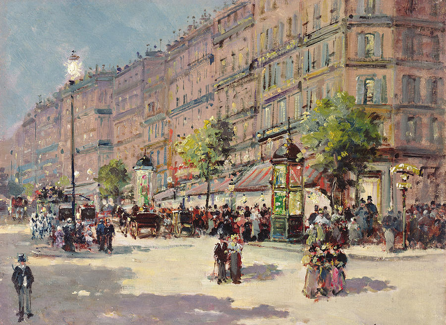 Paris Street Scene Painting By Gustave Mascart