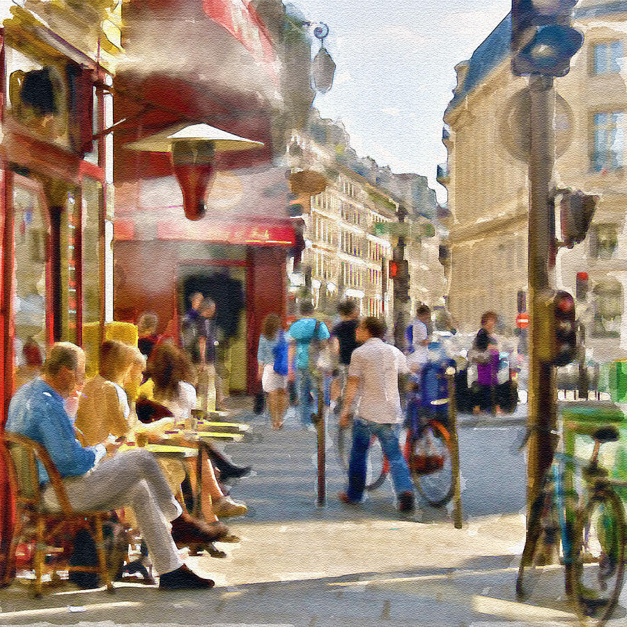 Paris Painting - Paris Streetscape watercolor by Marian Voicu