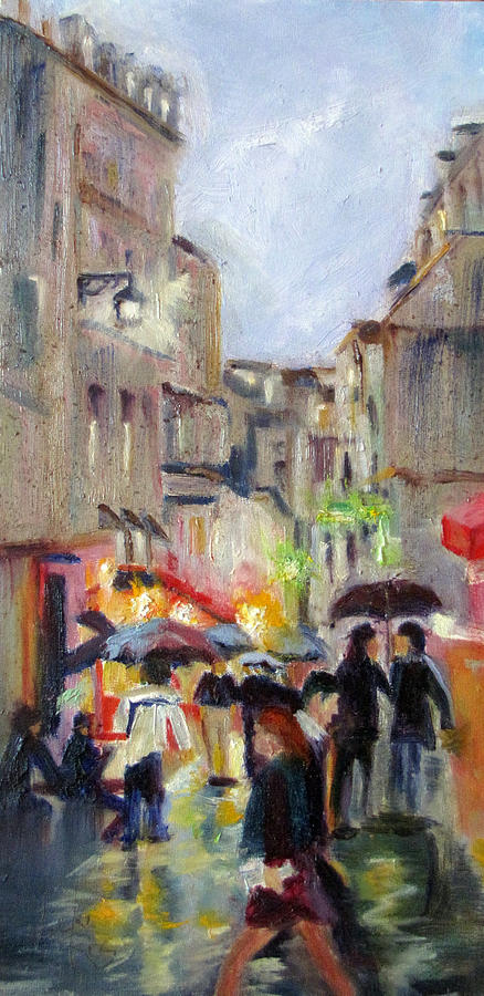 Paris Stroll in the Rain Painting by Vicki Ross