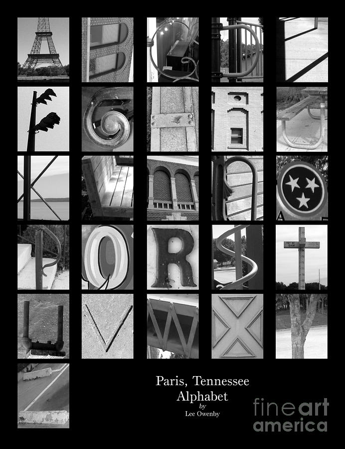 Paris Tennessee Alphabet Photograph by Lee Owenby