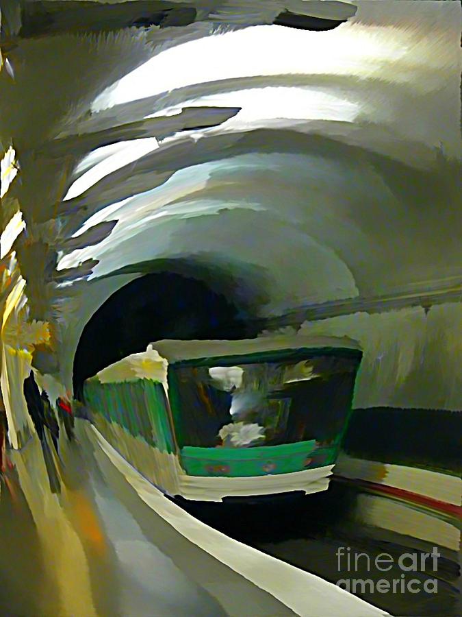 Paris Painting - Paris Train in Fisheye Perspective by John Malone