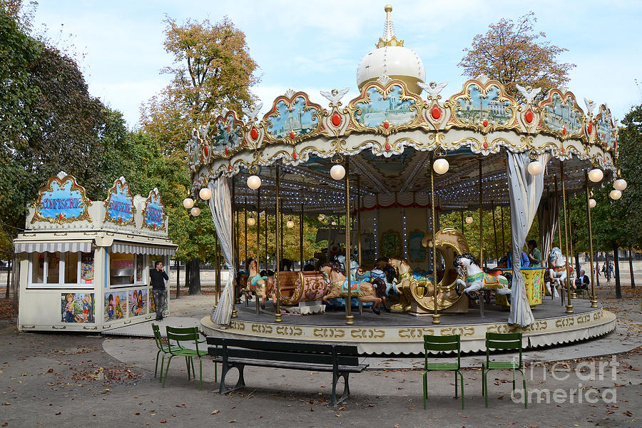 Paris Photograph - Paris Tuileries Park Carousel - Dreamy Paris Carousel - Paris Merry-Go-Round Carousel - Tuileries by Kathy Fornal