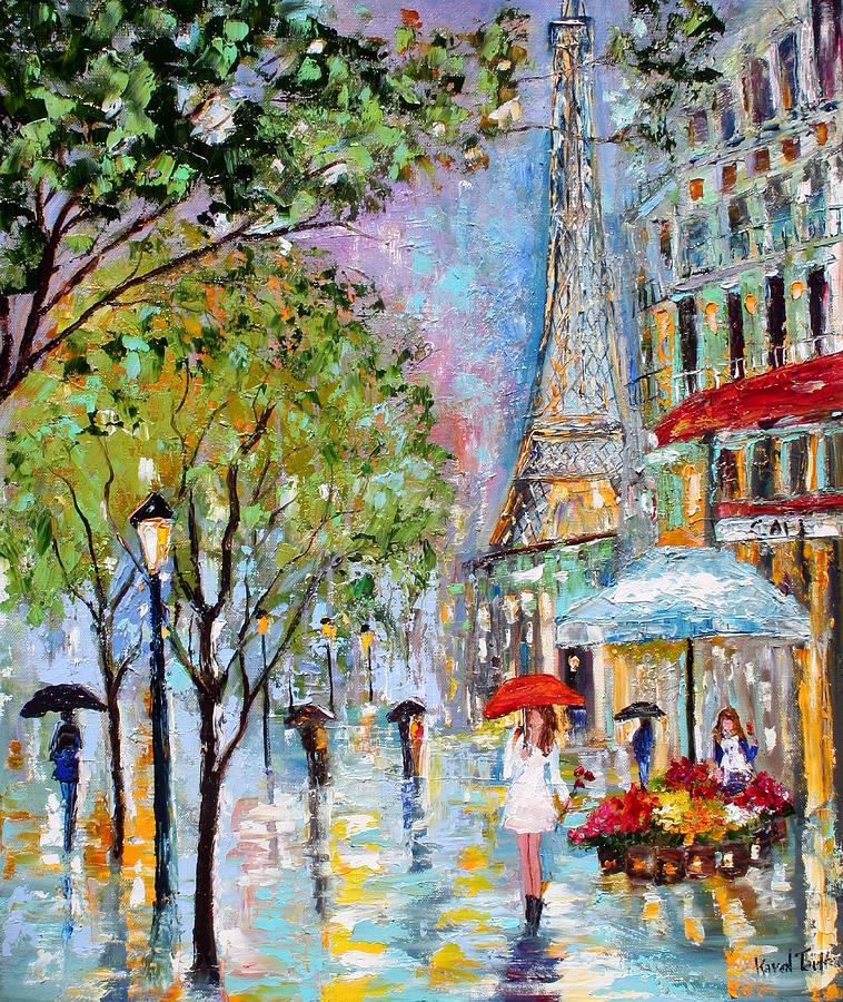 Paris Twilight Painting by Karen Tarlton