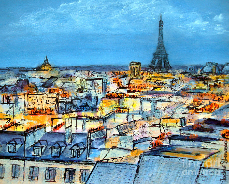 Paris Under Stormy Skies Painting by Jackie Sherwood