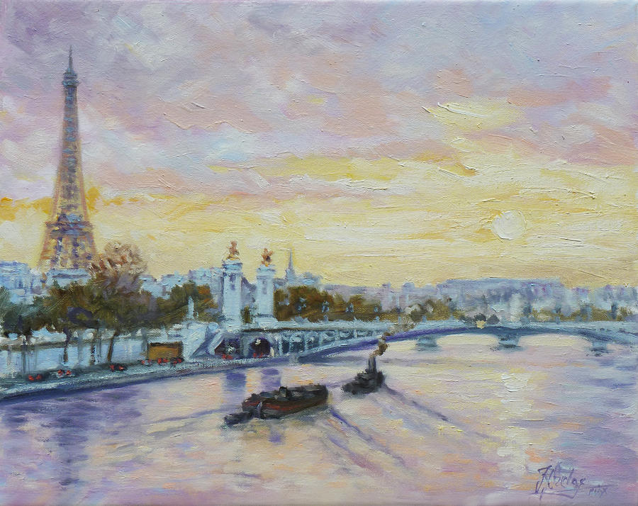 Paris View from Seine River Painting by Irek Szelag