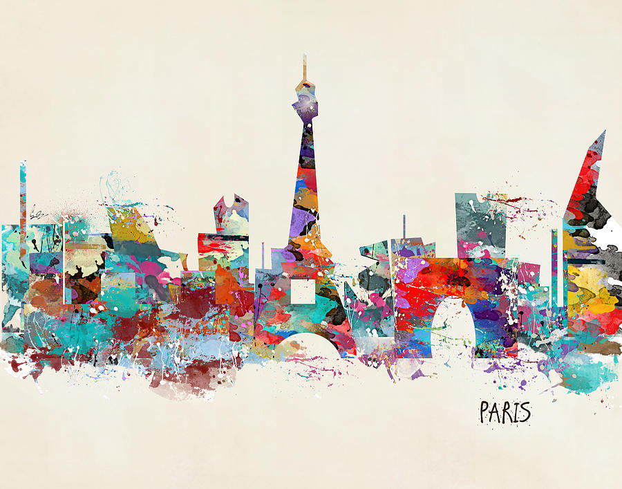 Paris Watercolor Skyline Painting by Bri Buckley