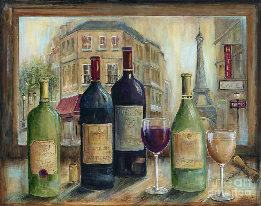 Wine Painting - Paris Wine Tasting With A View by Marilyn Dunlap