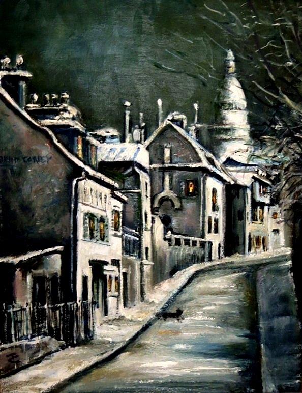 Paris Winter Night Painting by Philip Corley