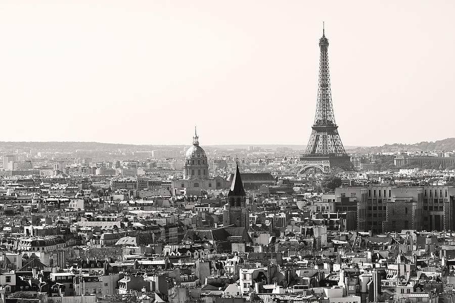 Paris with Eiffel tower in Black and White  Photograph by Pierre Leclerc Photography