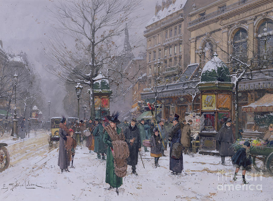 Parisian Street Scene Painting by Eugene Galien-Laloue