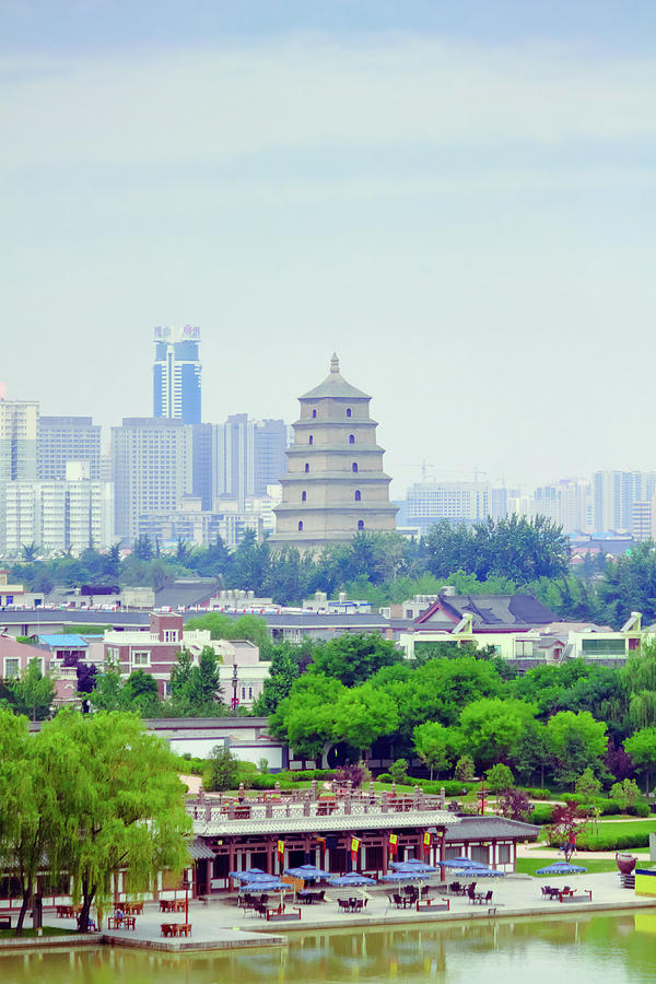 Park And Skyline Of Xian City Photograph by Pan Hong