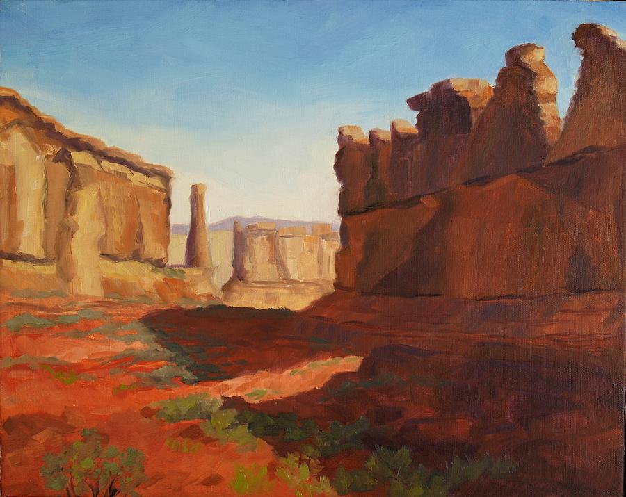 Park Avenue Morning Arches National Park Painting by Julia Grundmeier