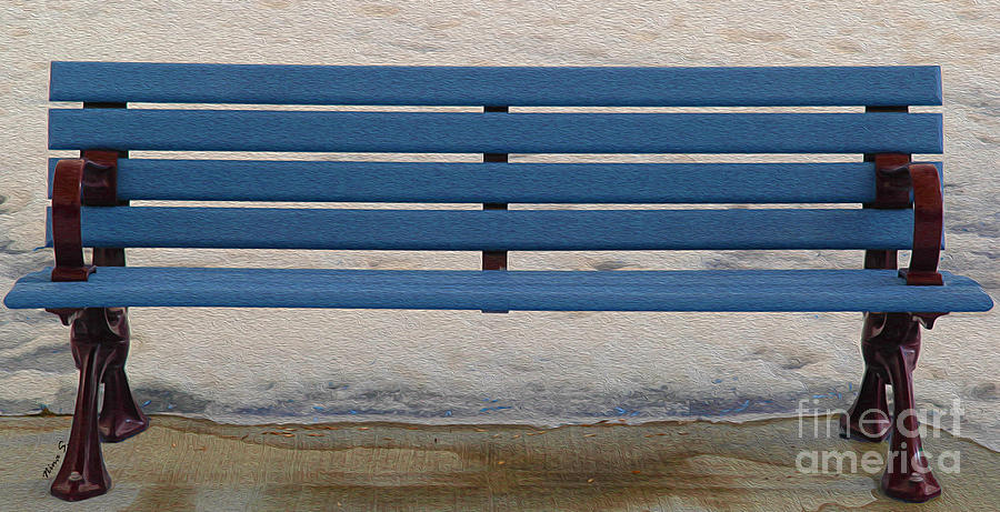 Park Bench in Blue Photograph by Nina Silver