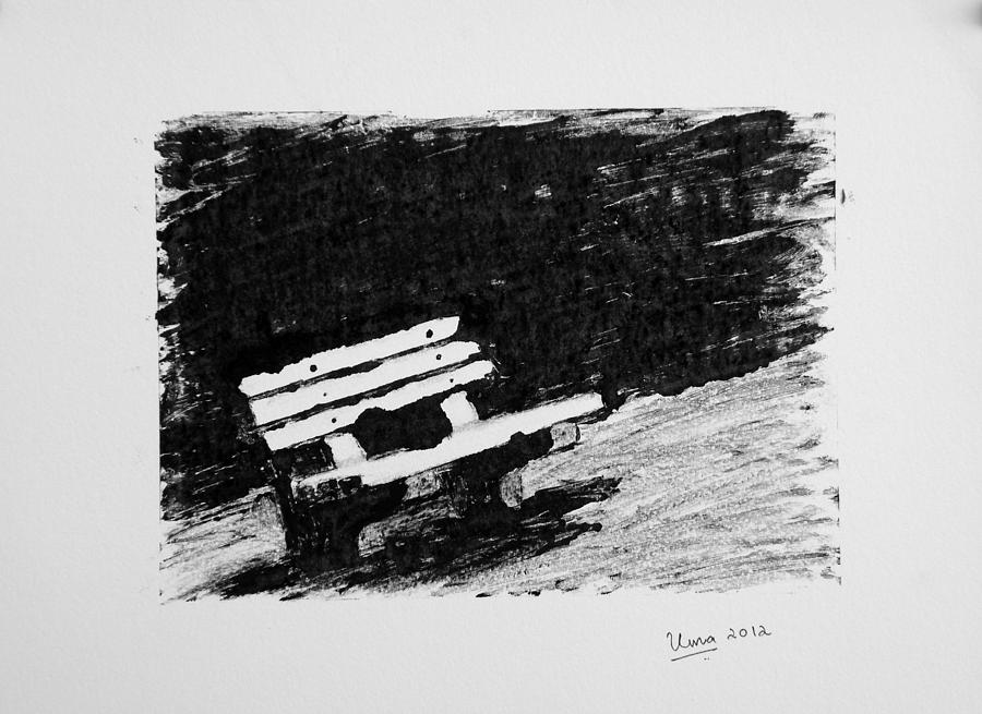 Park bench Drawing by Uma Krishnamoorthy