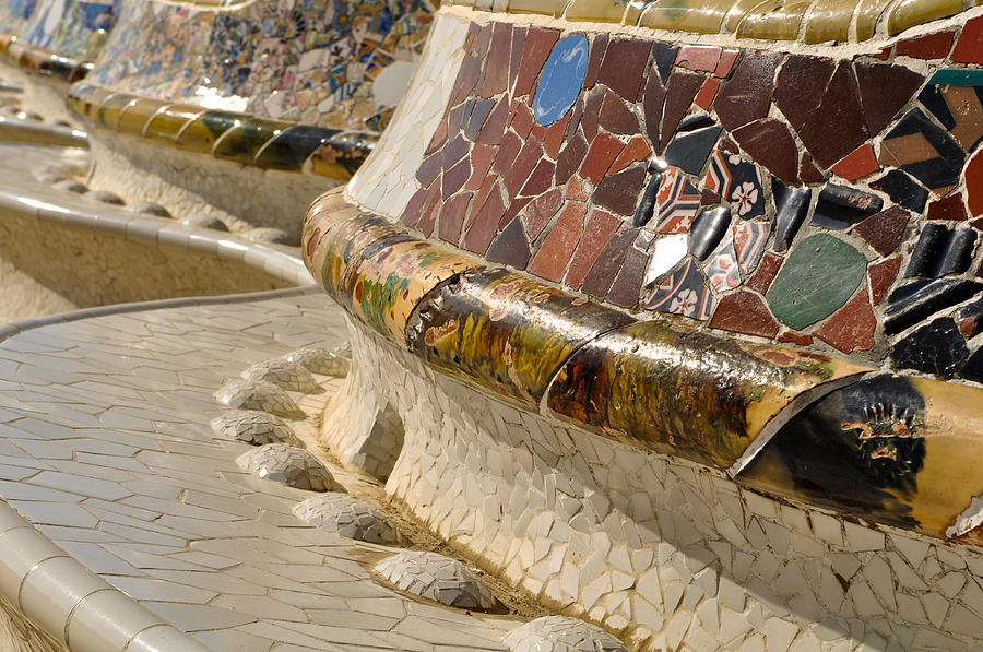 Park Guell Benches Photograph by Brandon Bourdages