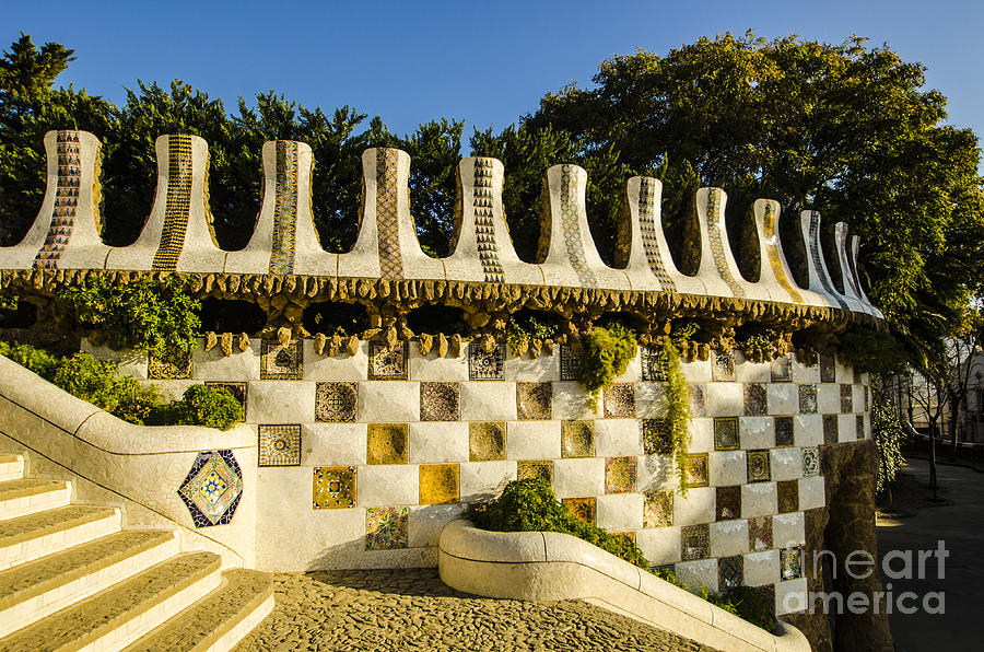 Park Guell Curved Wall Photograph by Deborah Smolinske