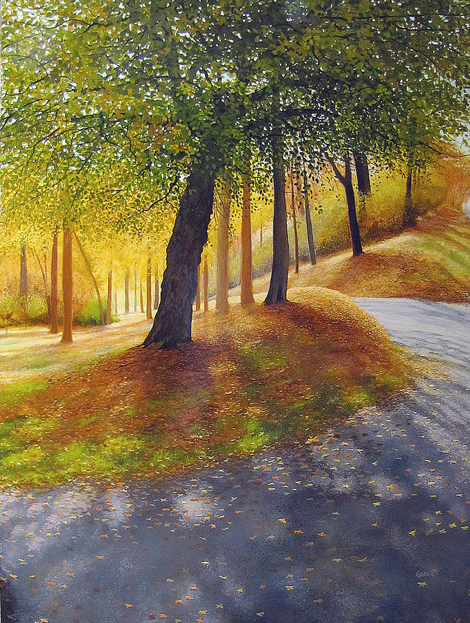 Autumn Leaves Painting - Park Side Glow by David Bottini