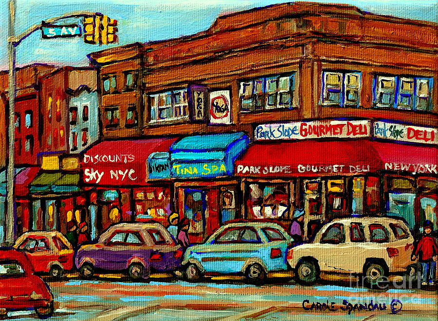 Park Slope Gourmet Deli 5th Avenue New York Paintings Storefronts Street Scenes Carole Spandau Painting by Carole Spandau