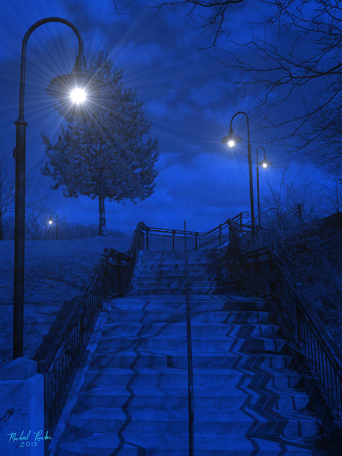 Park Stairs Blue Photograph by Michael Rucker