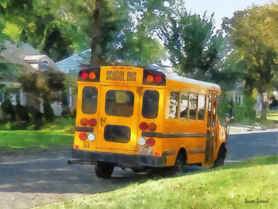 Fall Photograph - Parked School Bus by Susan Savad