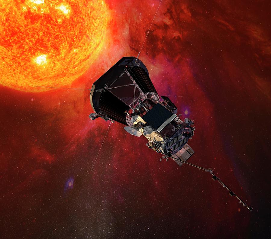 Space Photograph - Parker Solar Probe At The Sun by Nasa/johns Hopkins University Applied Physics Laboratory/science Photo Library